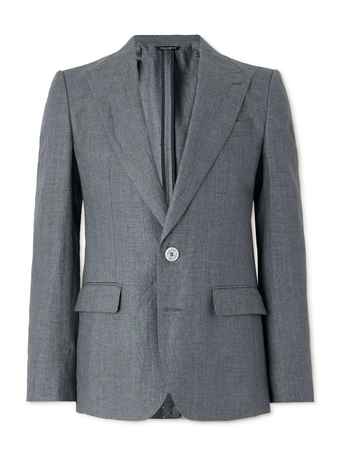 Dolce & Gabbana Linen Blazer In Gray