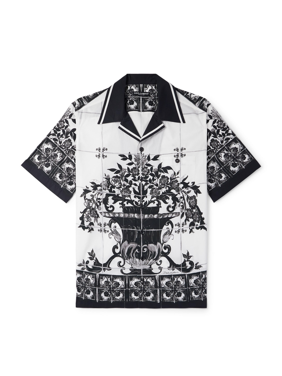 Dolce & Gabbana Mallorca Camp-collar Printed Cotton-poplin Shirt