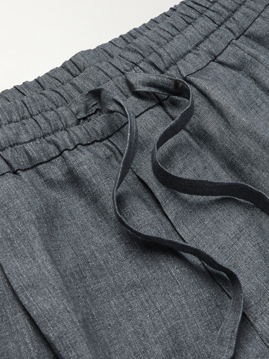 Dolce & Gabbana Straight-leg Pleated Linen-canvas Drawstring Trousers In Gray