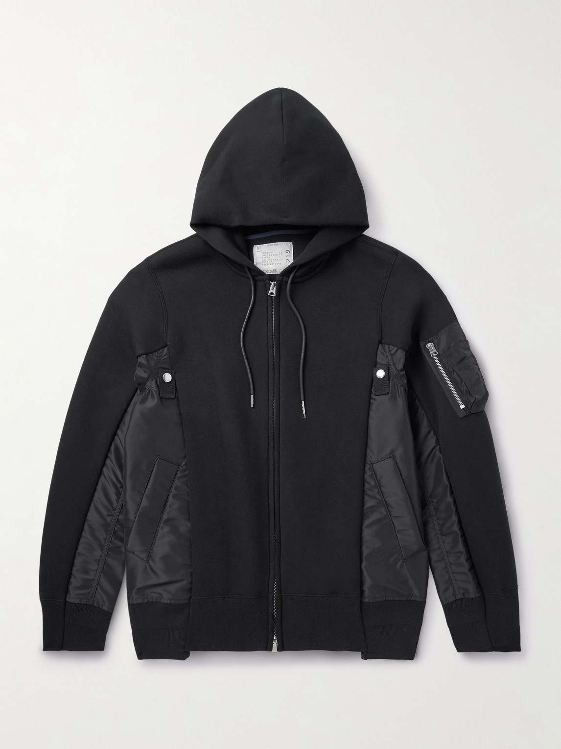 Sacai MA- Nylon-Trimmed Cotton-Blend Jersey Zip-Up Hoodie - Men