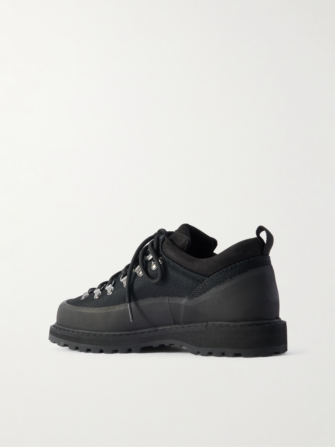 Diemme Roccia Basso Sport Rubber And Suede-trimmed Tech-shell Hiking Boots In Black