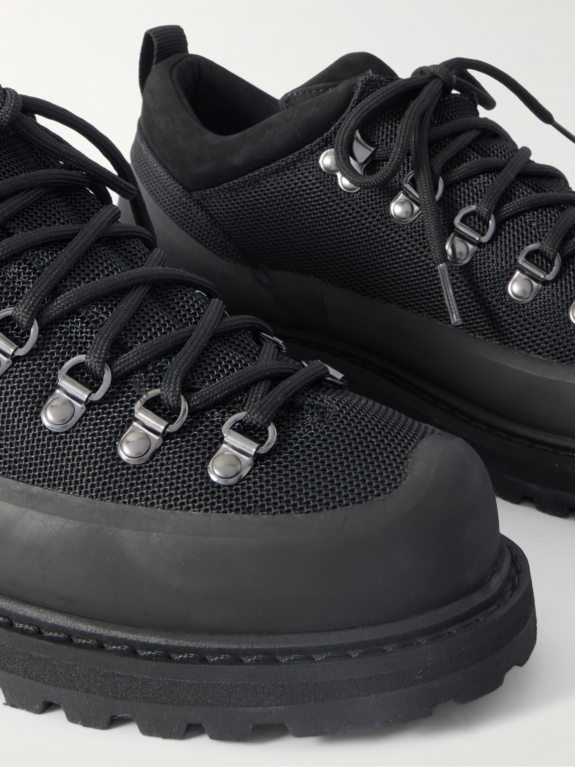 Diemme Roccia Basso Sport Rubber And Suede-trimmed Tech-shell Hiking Boots In Black