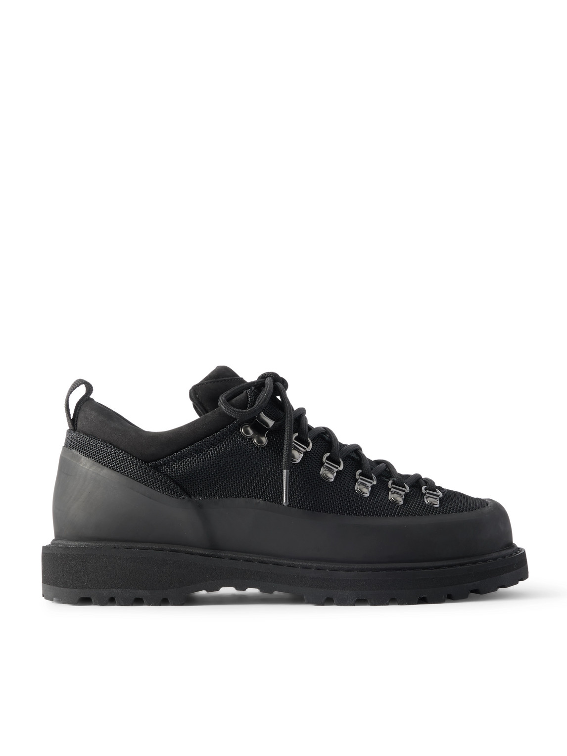 Diemme Roccia Basso Sport Rubber And Suede-trimmed Tech-shell Hiking Boots In Black