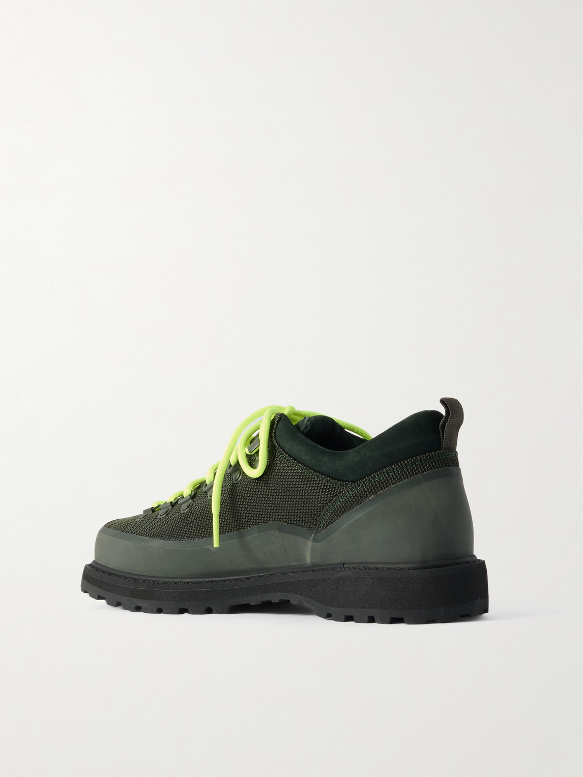 Diemme Roccia Basso Sport Rubber And Suede-trimmed Tech-shell Hiking Boots In Green