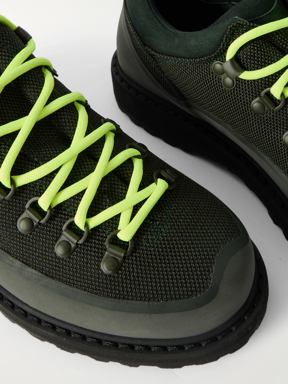 Diemme Roccia Basso Sport Rubber And Suede-trimmed Tech-shell Hiking Boots In Green