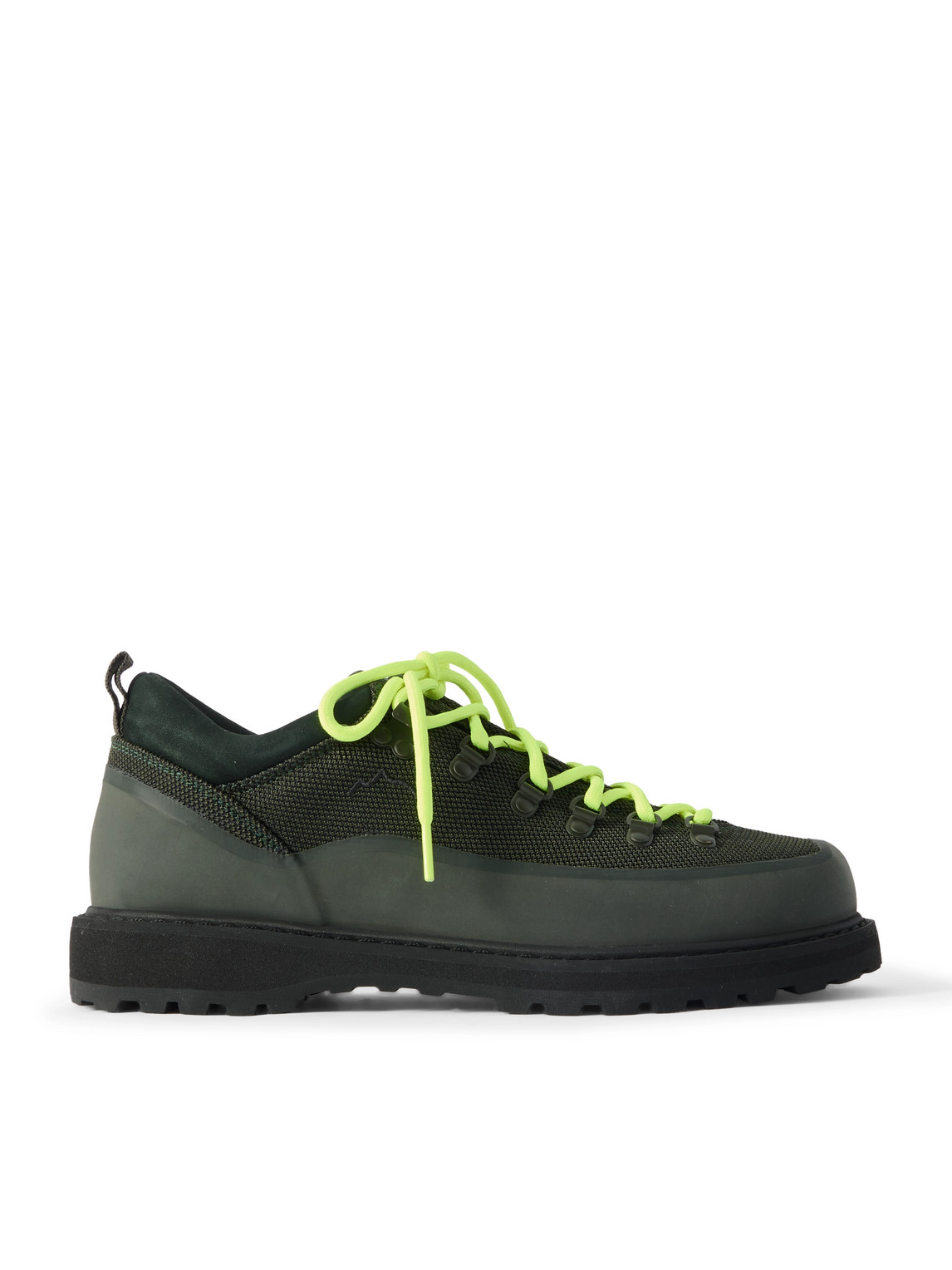 Diemme Roccia Basso Sport Rubber And Suede-trimmed Tech-shell Hiking Boots In Green