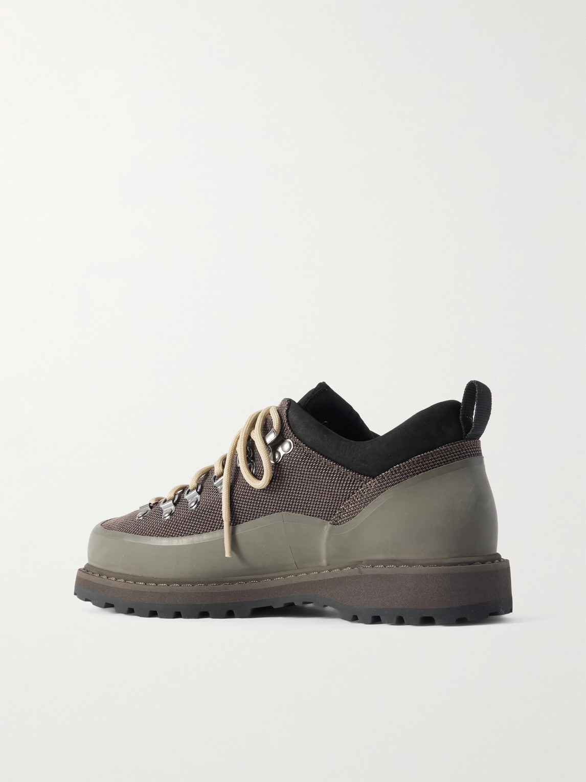 Diemme Roccia Basso Sport Rubber And Suede-trimmed Tech-shell Hiking Boots In Green