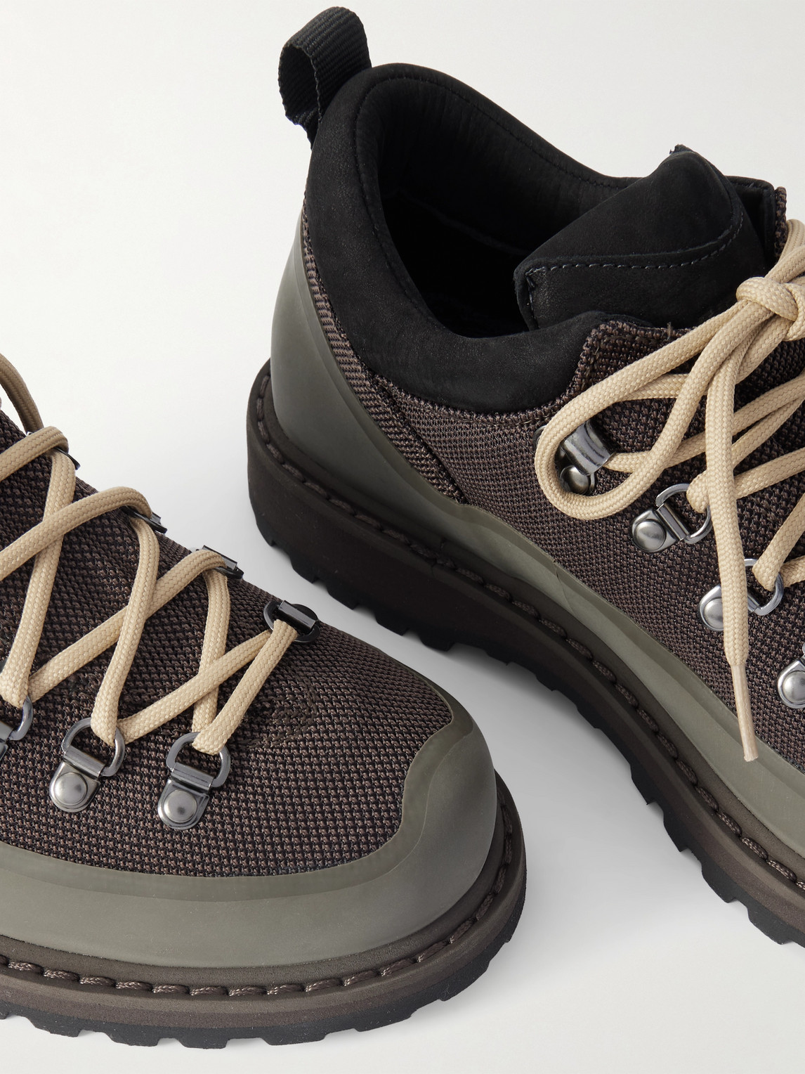 Diemme Roccia Basso Sport Rubber And Suede-trimmed Tech-shell Hiking Boots In Green