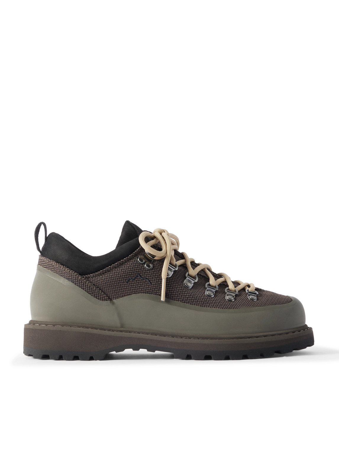 Diemme Roccia Basso Sport Rubber And Suede-trimmed Tech-shell Hiking Boots In Green