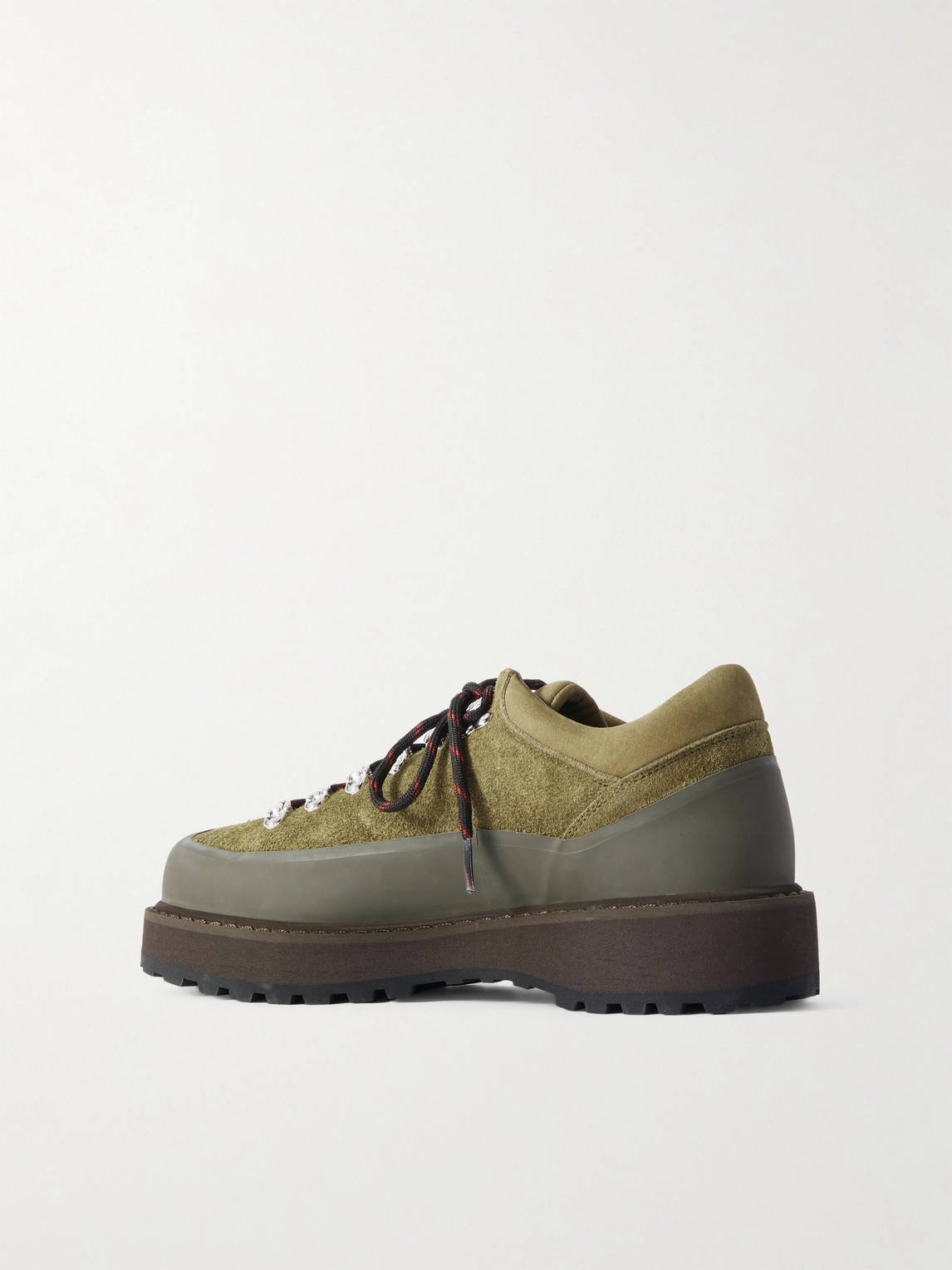 Diemme Cornaro Rubber And Nubuck-trimmed Suede Boots In Green