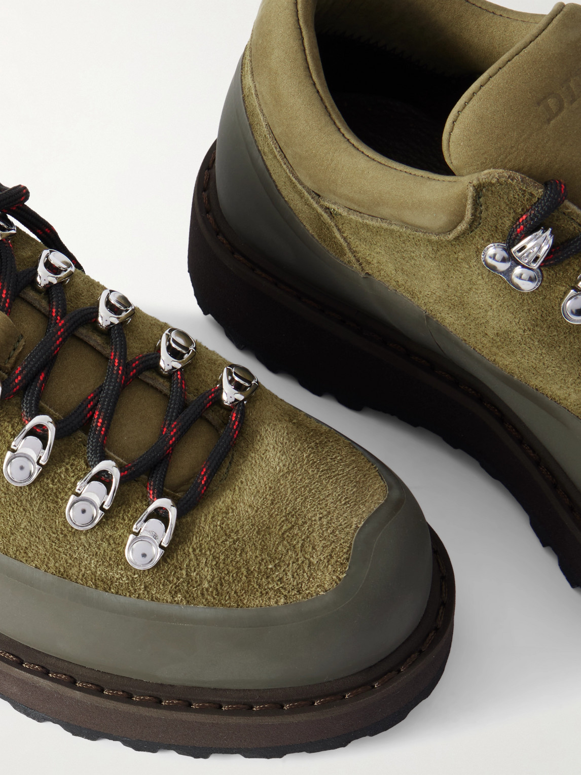 Diemme Cornaro Rubber And Nubuck-trimmed Suede Boots In Green