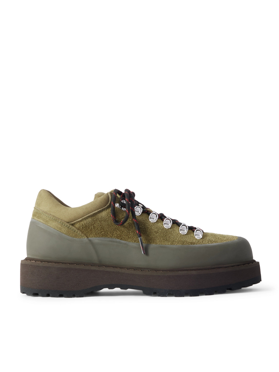 Diemme Cornaro Rubber And Nubuck-trimmed Suede Boots In Green