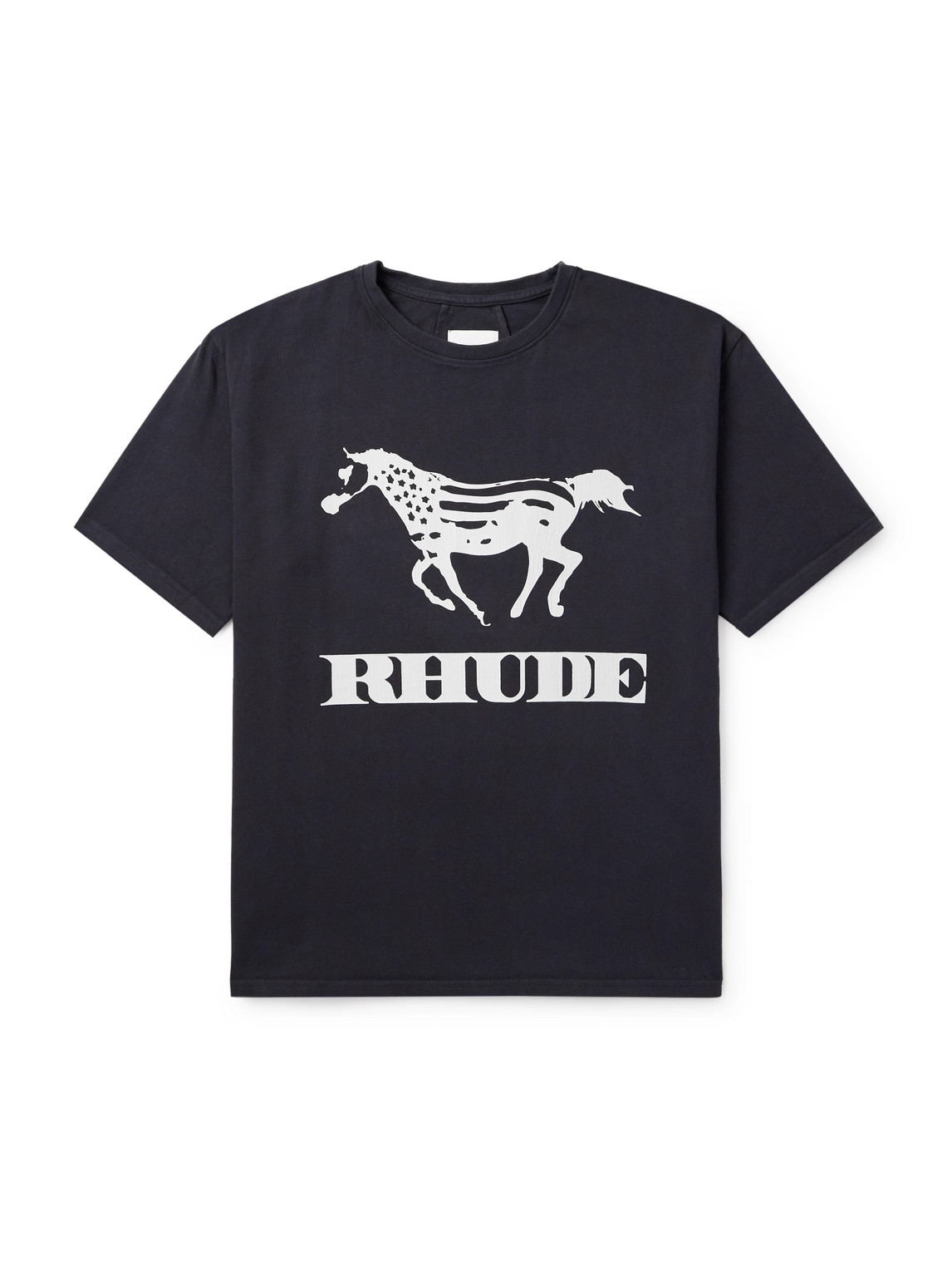 Rhude Crew Neck Short Sleeve Graphic Print T-shirt In Black