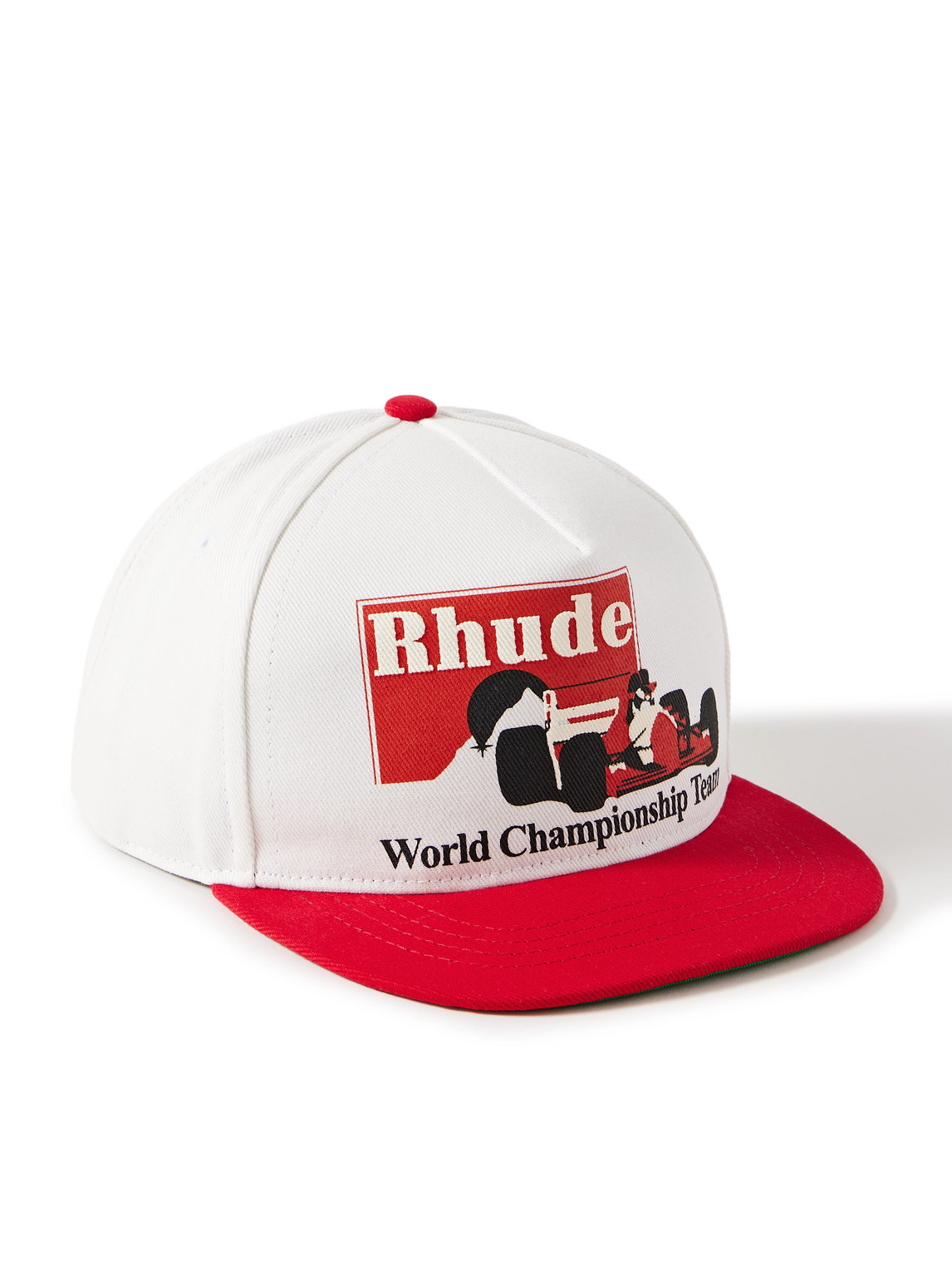 Rhude Logo-print Cotton-twill Baseball Cap In White