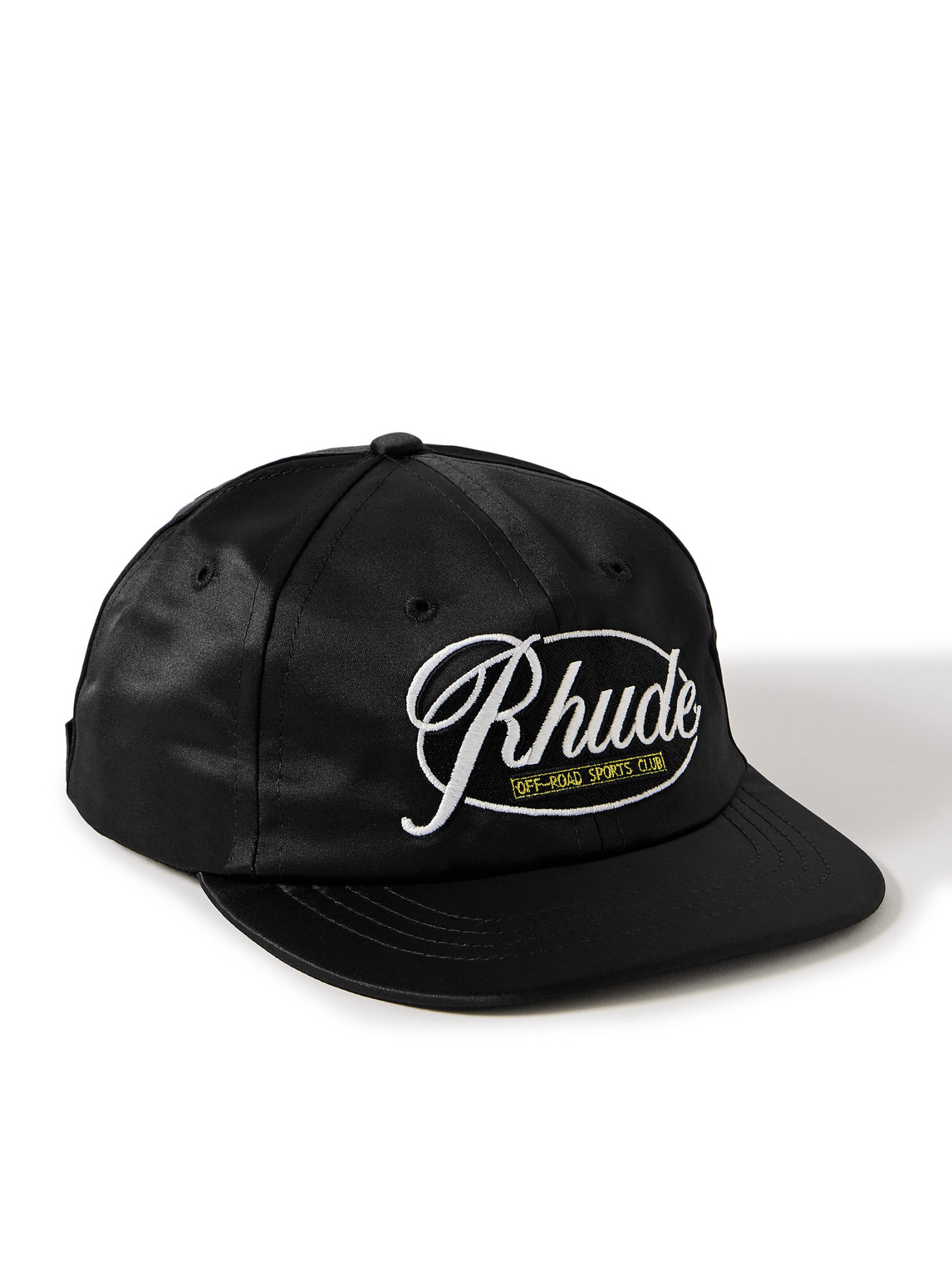 Rhude Logo-appliquéd Satin-twill Baseball Cap In Black