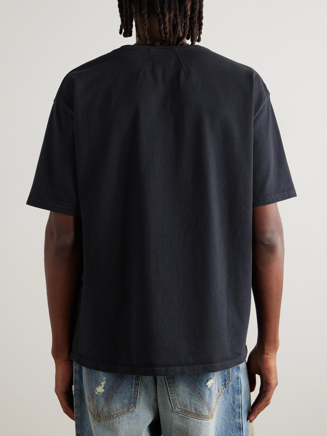 Rhude Thousand Palms Logo-print Cotton-jersey T-shirt In Blue