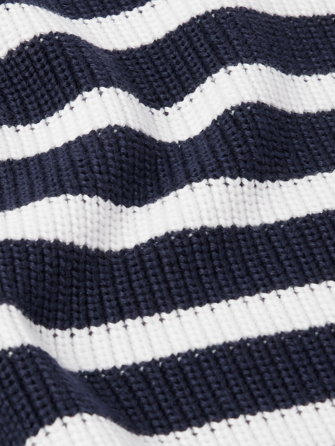 Brunello Cucinelli Striped Ribbed Cotton Half-zip Sweater In Blue