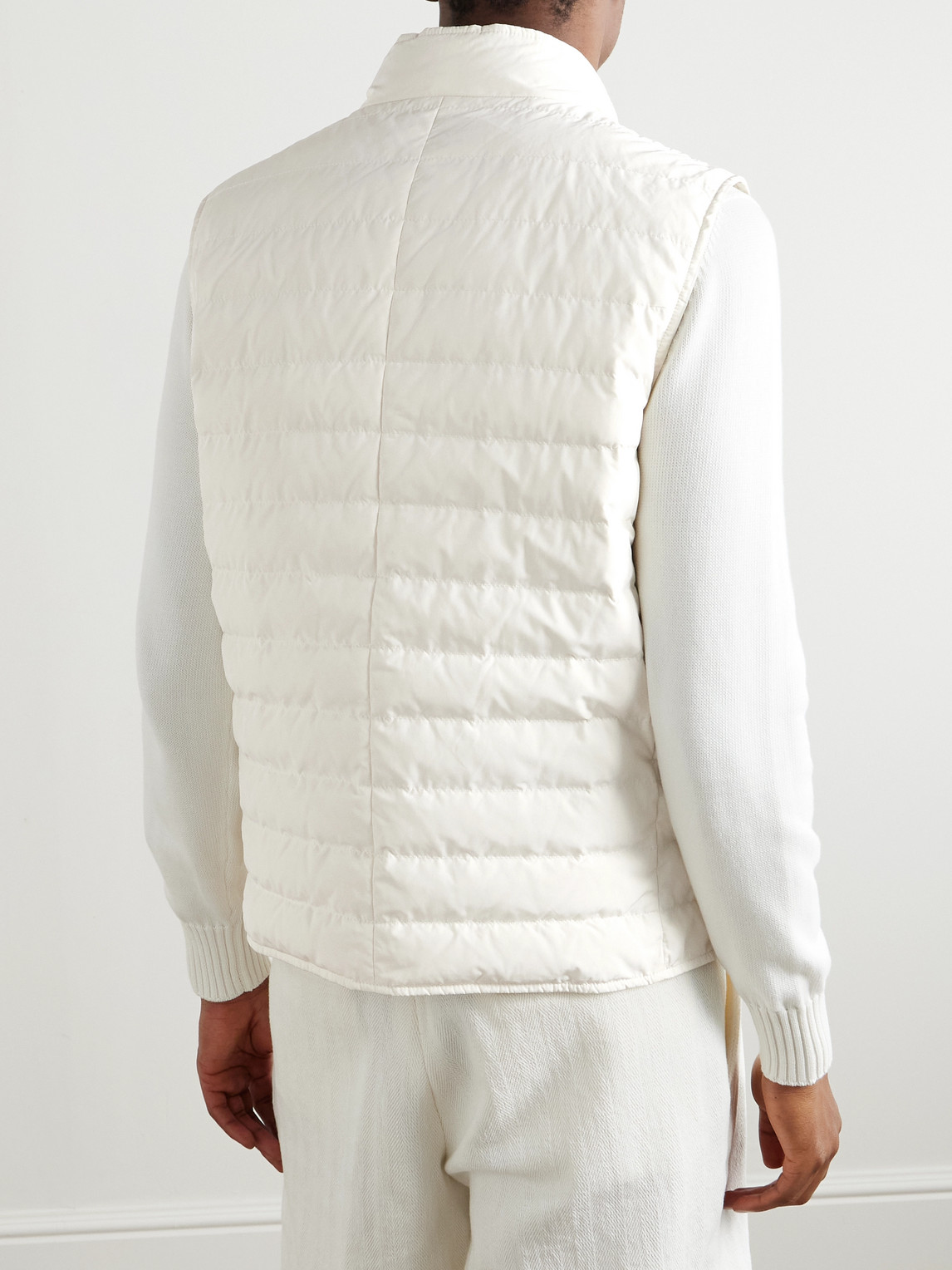 Brunello Cucinelli Quilted Shell Down Gilet In White