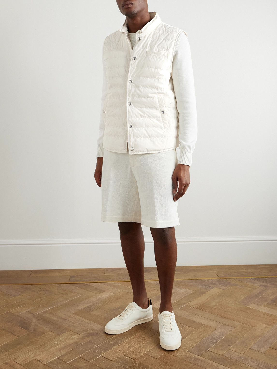 Brunello Cucinelli Quilted Shell Down Gilet In White