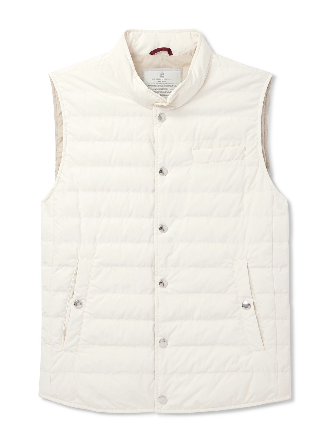 Brunello Cucinelli Quilted Shell Down Gilet In White