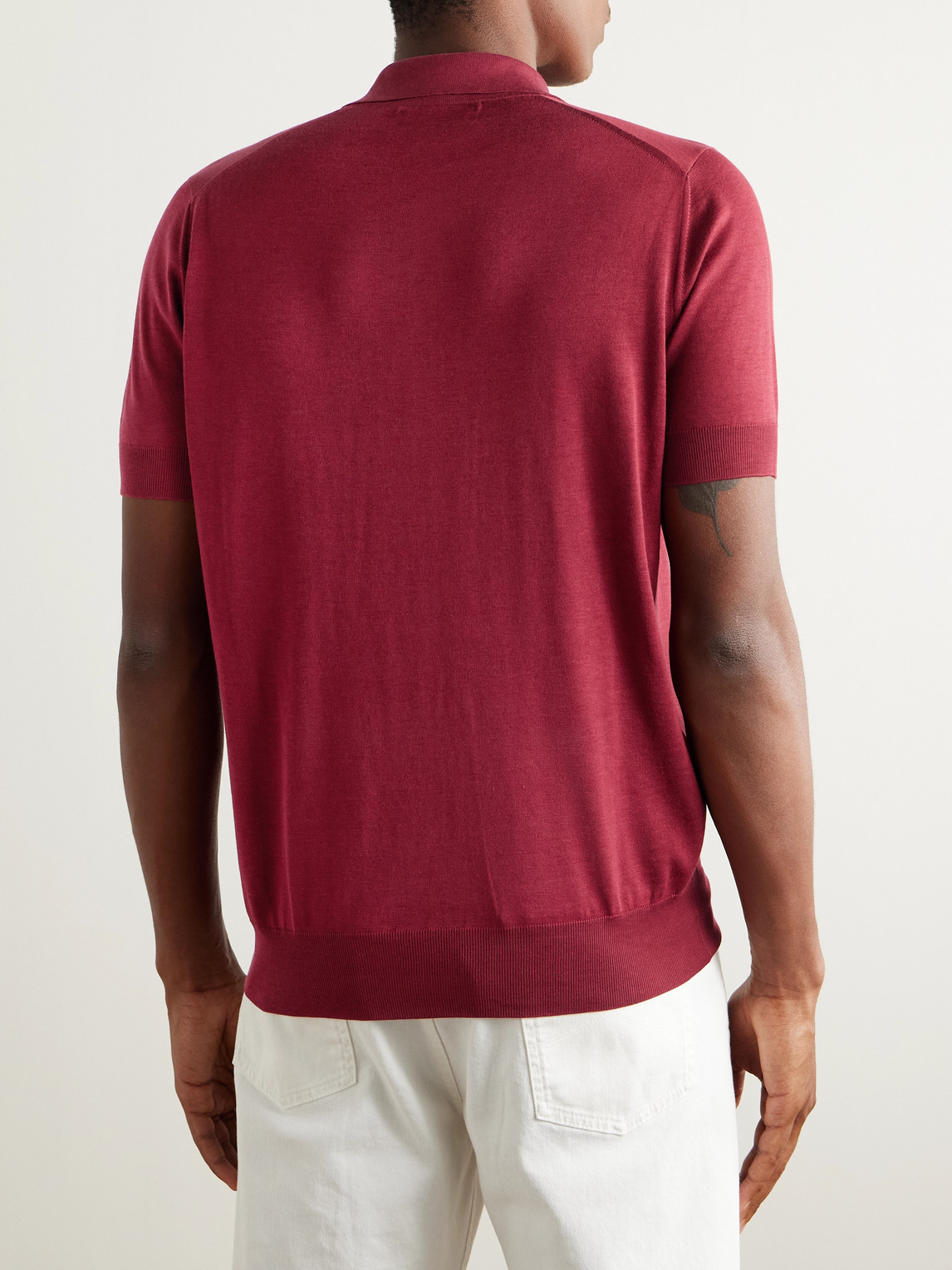 Brunello Cucinelli Slim-fit Logo-embroidered Silk And Cotton-blend Polo Shirt In Red