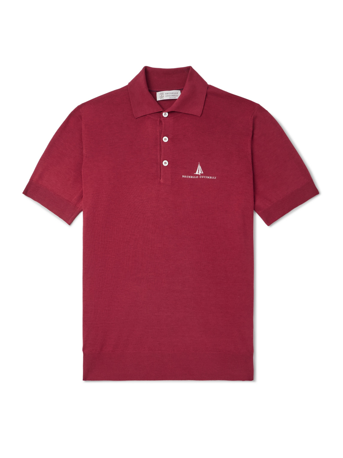 Brunello Cucinelli Slim-fit Logo-embroidered Silk And Cotton-blend Polo Shirt In Red