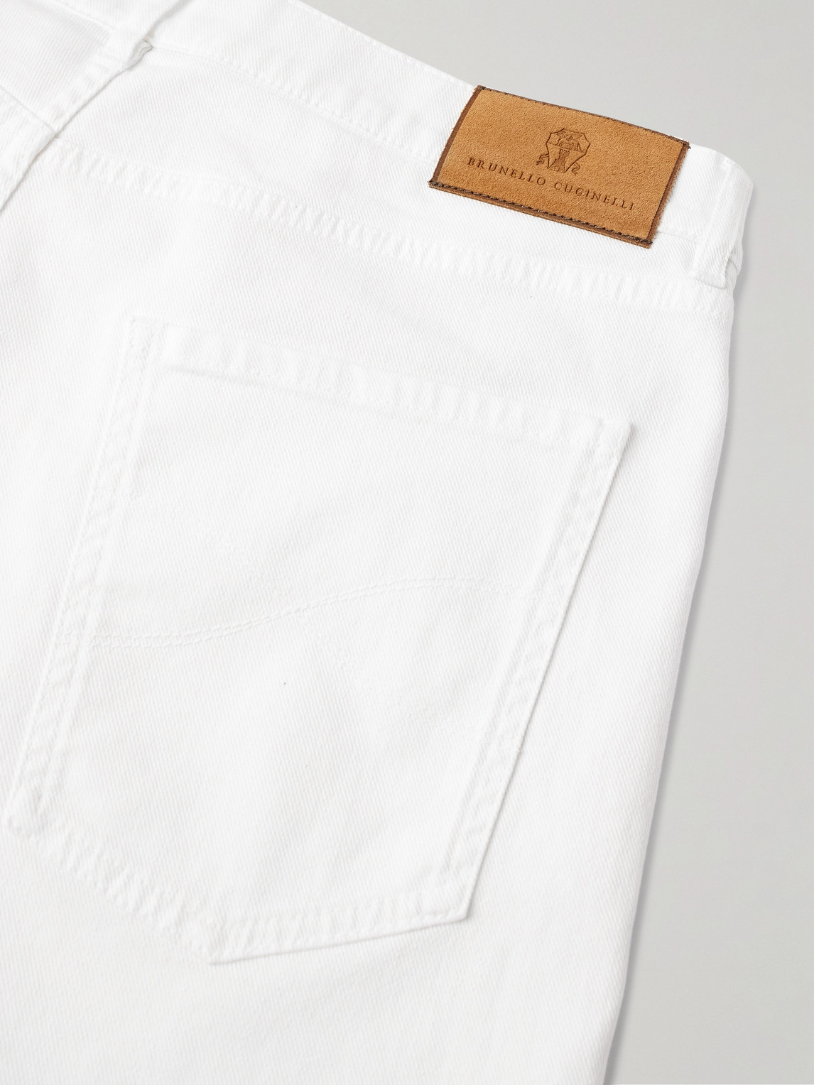 Brunello Cucinelli Straight-leg Logo-embroidered Jeans In White
