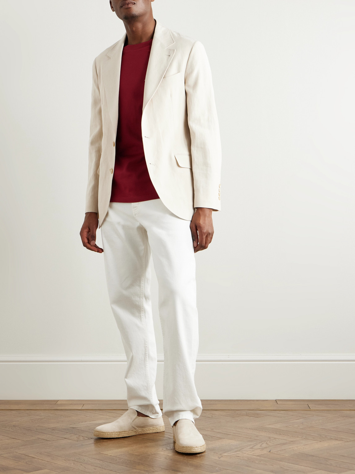 Brunello Cucinelli Straight-leg Logo-embroidered Jeans In White