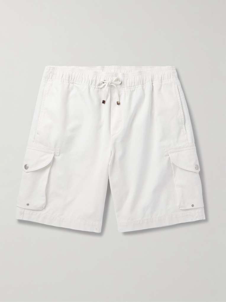 Brunello Cucinelli — Straight-Leg Cotton-Twill Drawstring Cargo Shorts