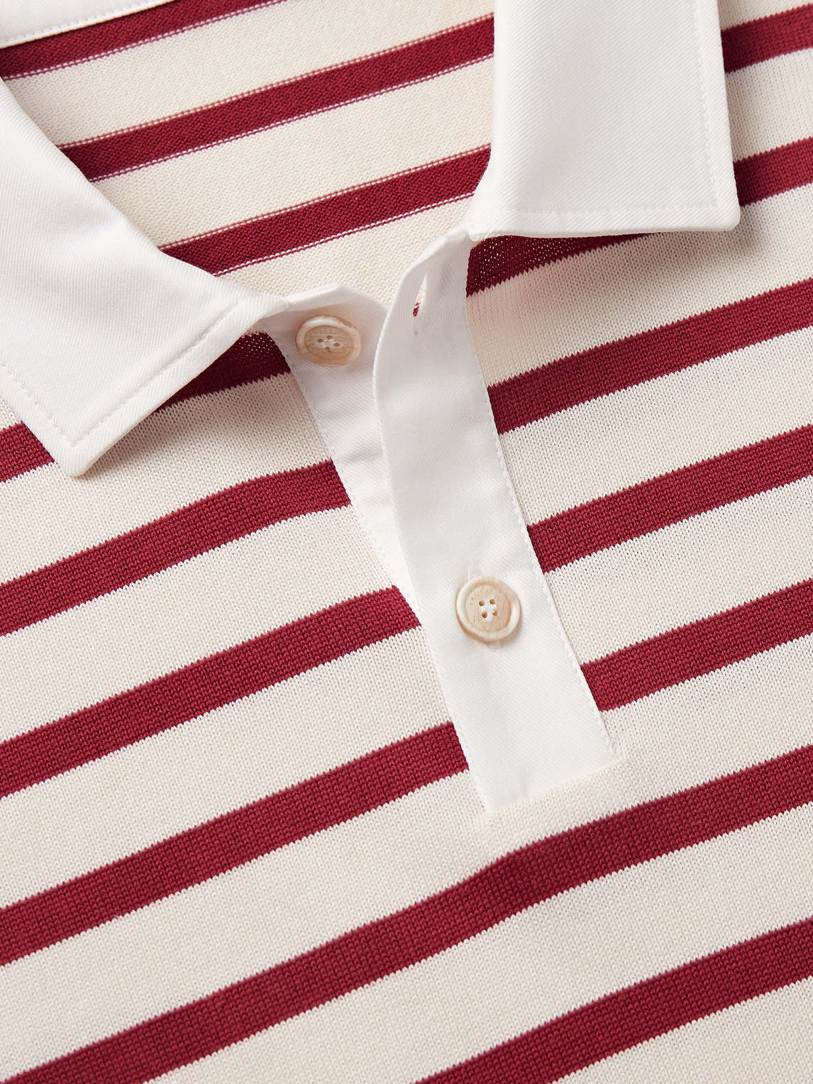 Brunello Cucinelli Striped Cotton Polo Shirt In Multi