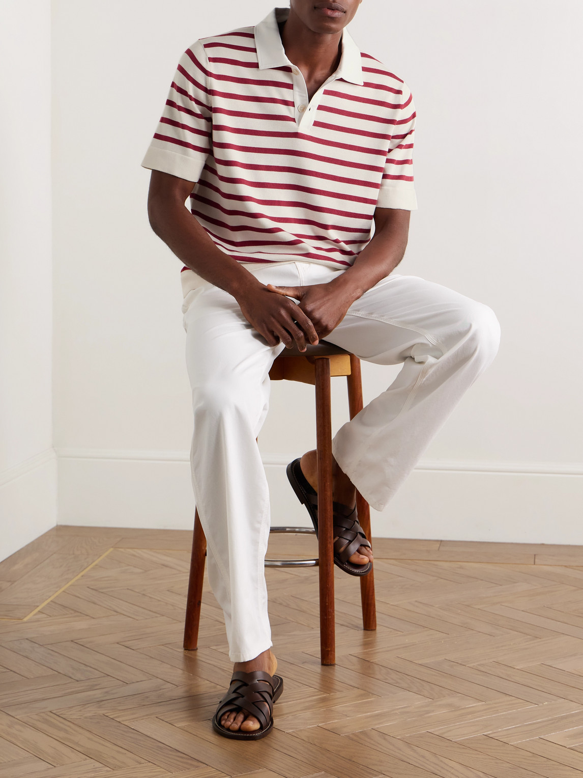 Brunello Cucinelli Striped Cotton Polo Shirt In Multi