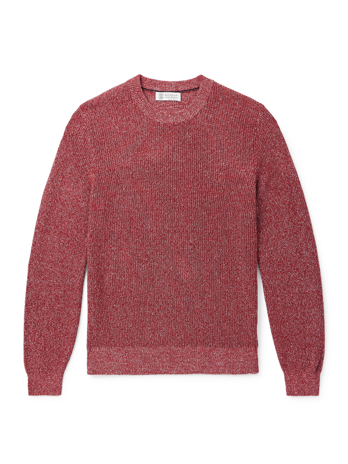 Brunello Cucinelli Ribbed Cotton And Linen-blend Sweater In Red
