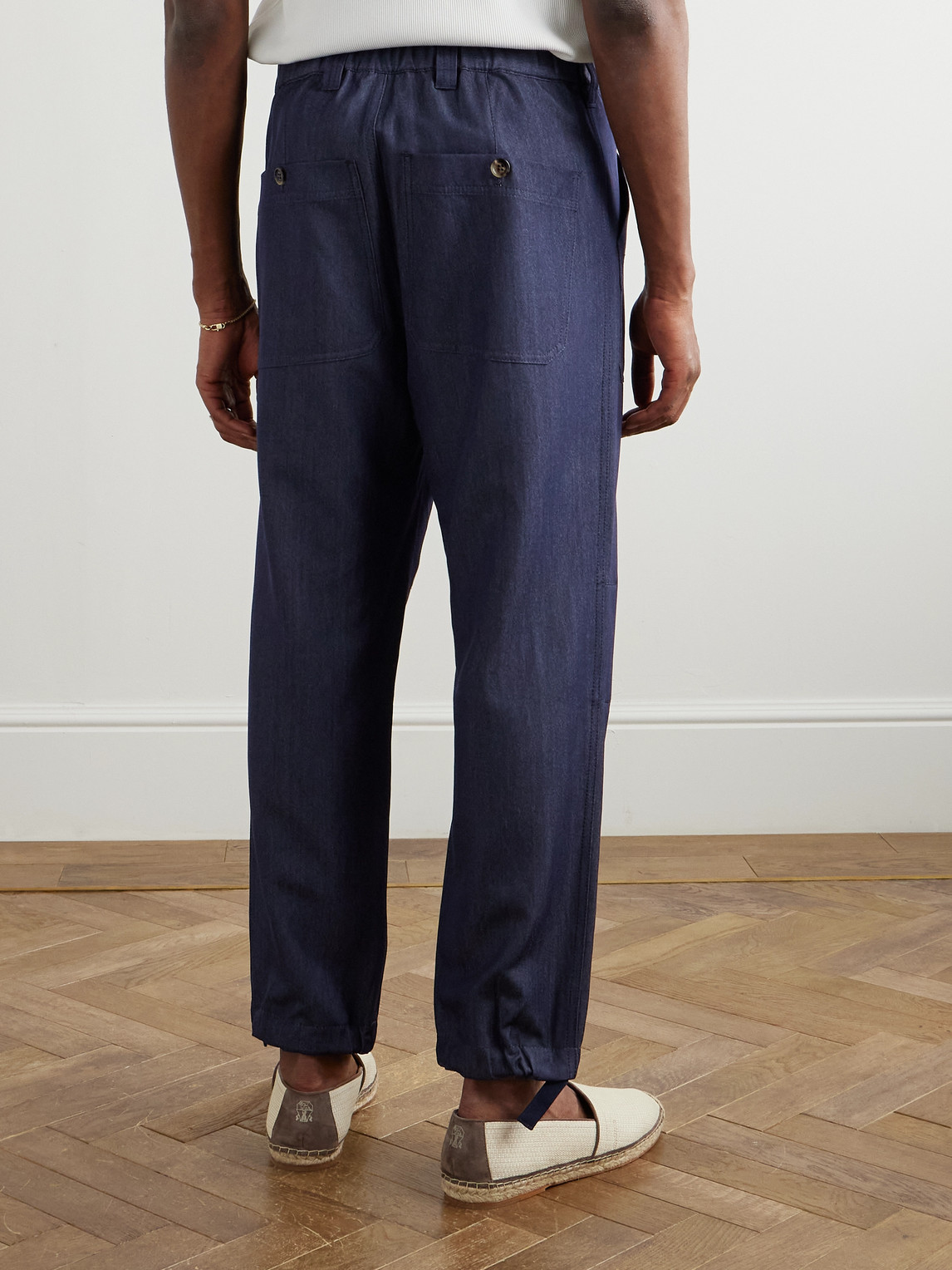 Brunello Cucinelli Straight-leg Virgin Wool-blend Trousers In Blue