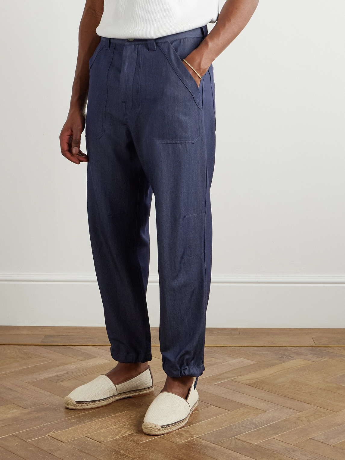 Brunello Cucinelli Straight-leg Virgin Wool-blend Trousers In Blue
