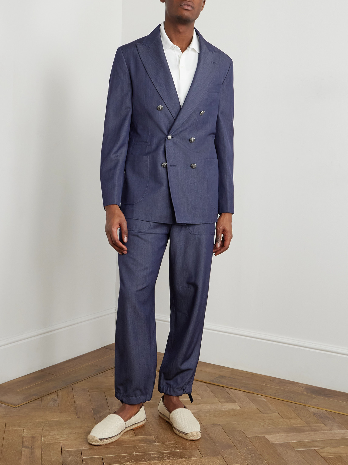 Brunello Cucinelli Straight-leg Virgin Wool-blend Trousers In Blue
