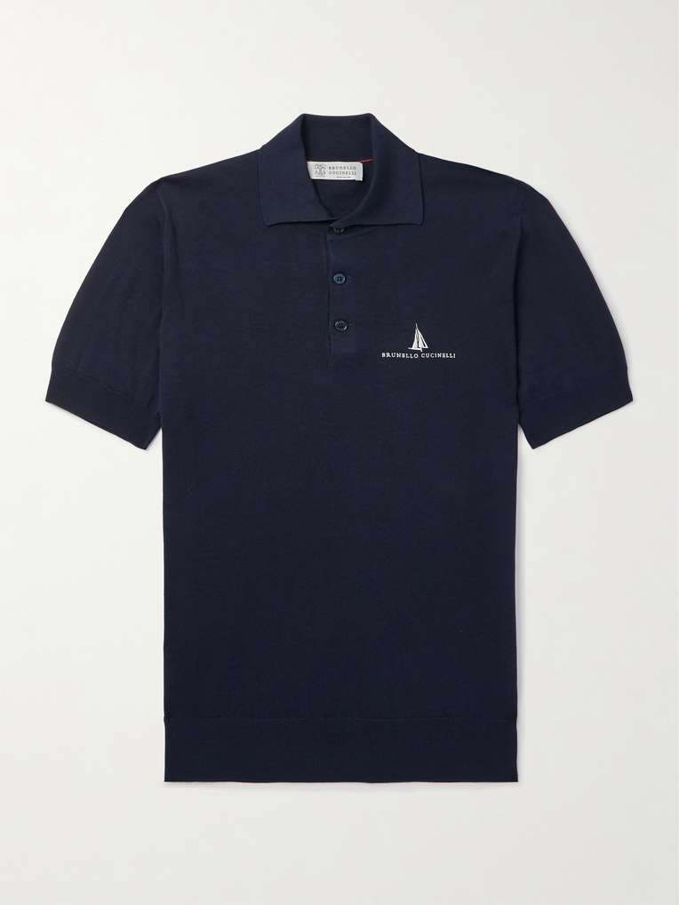 Brunello Cucinelli — Slim-Fit Logo-Embroidered Silk and Cotton-Blend Polo Shirt