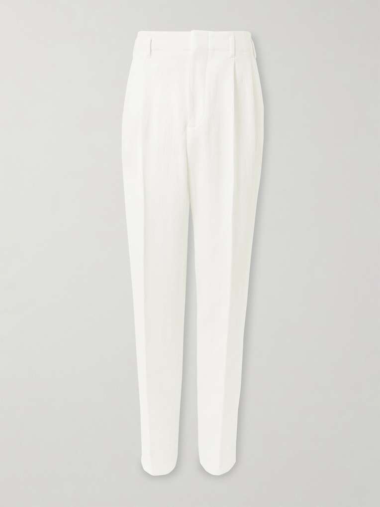 Brunello Cucinelli — Straight-Leg Pleated Cotton and Linen-Blend Trousers