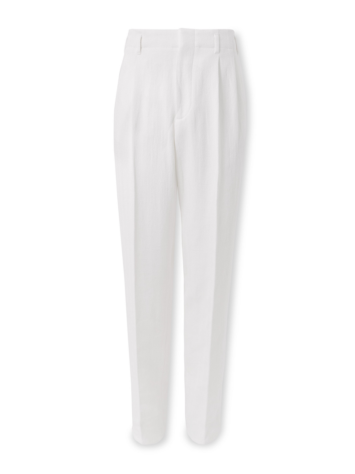 Brunello Cucinelli Straight-leg Pleated Cotton And Linen-blend Trousers