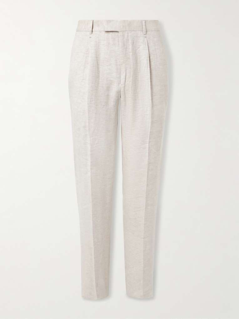 Brunello Cucinelli — Slim-Fit Straight-Leg Pleated Linen Suit Trousers