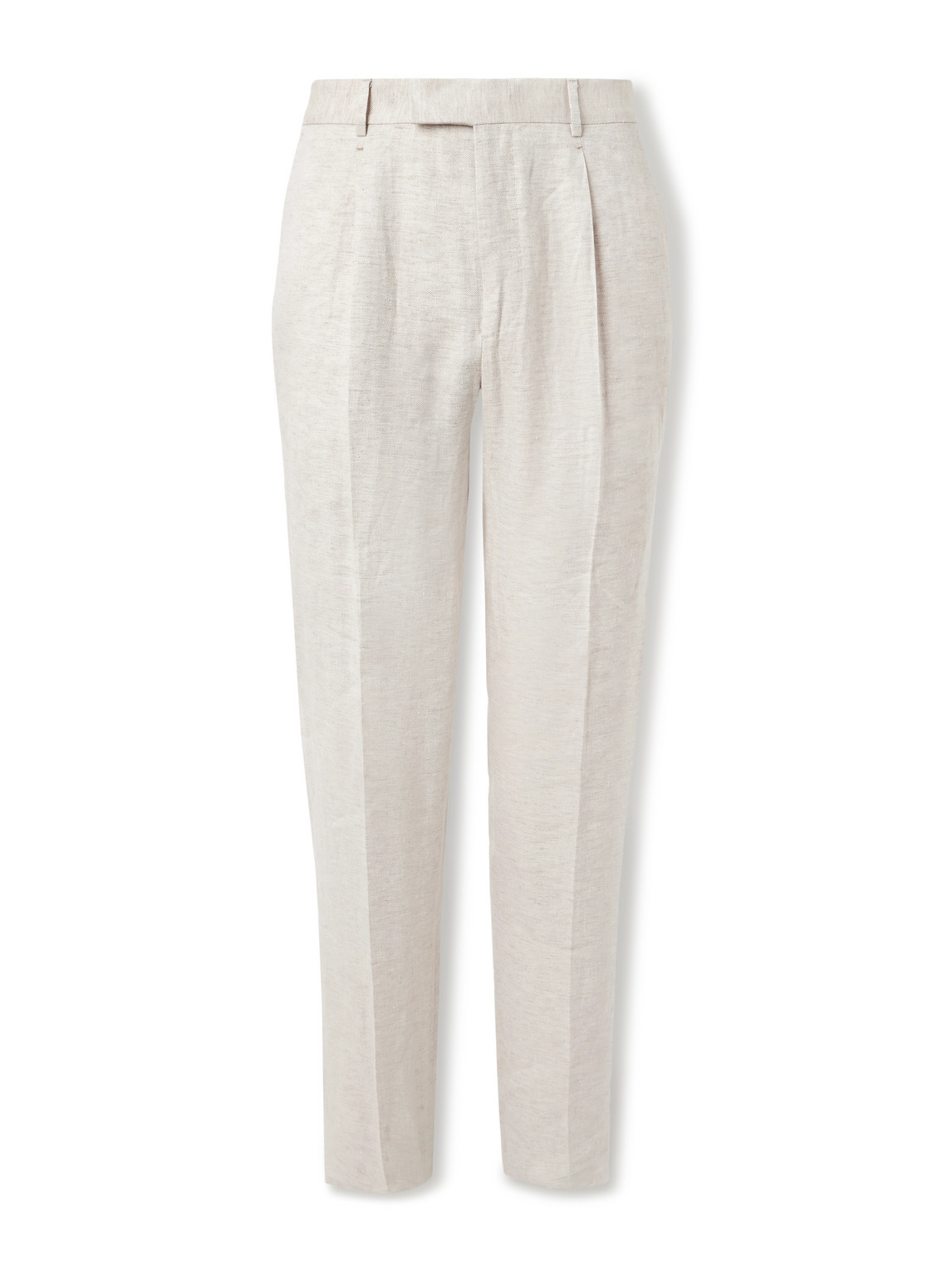 Brunello Cucinelli Slim-fit Straight-leg Pleated Linen Suit Trousers In Neutrals