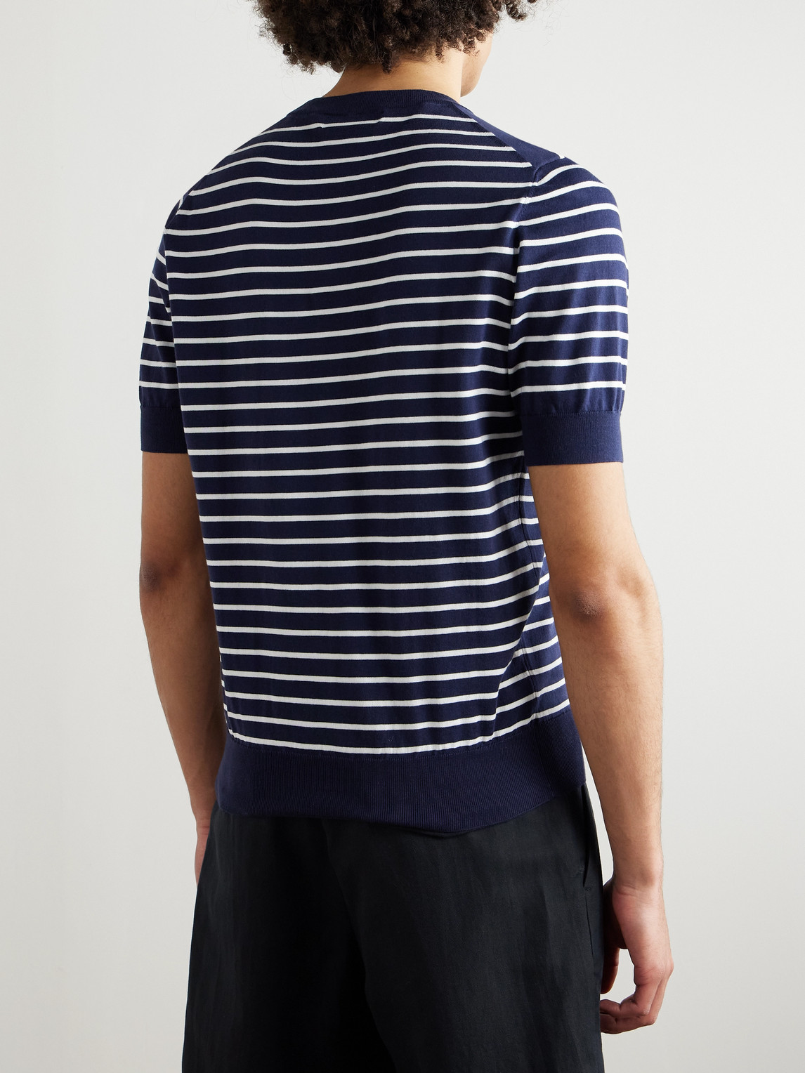 Brunello Cucinelli Slim-fit Striped Cotton T-shirt In Blue