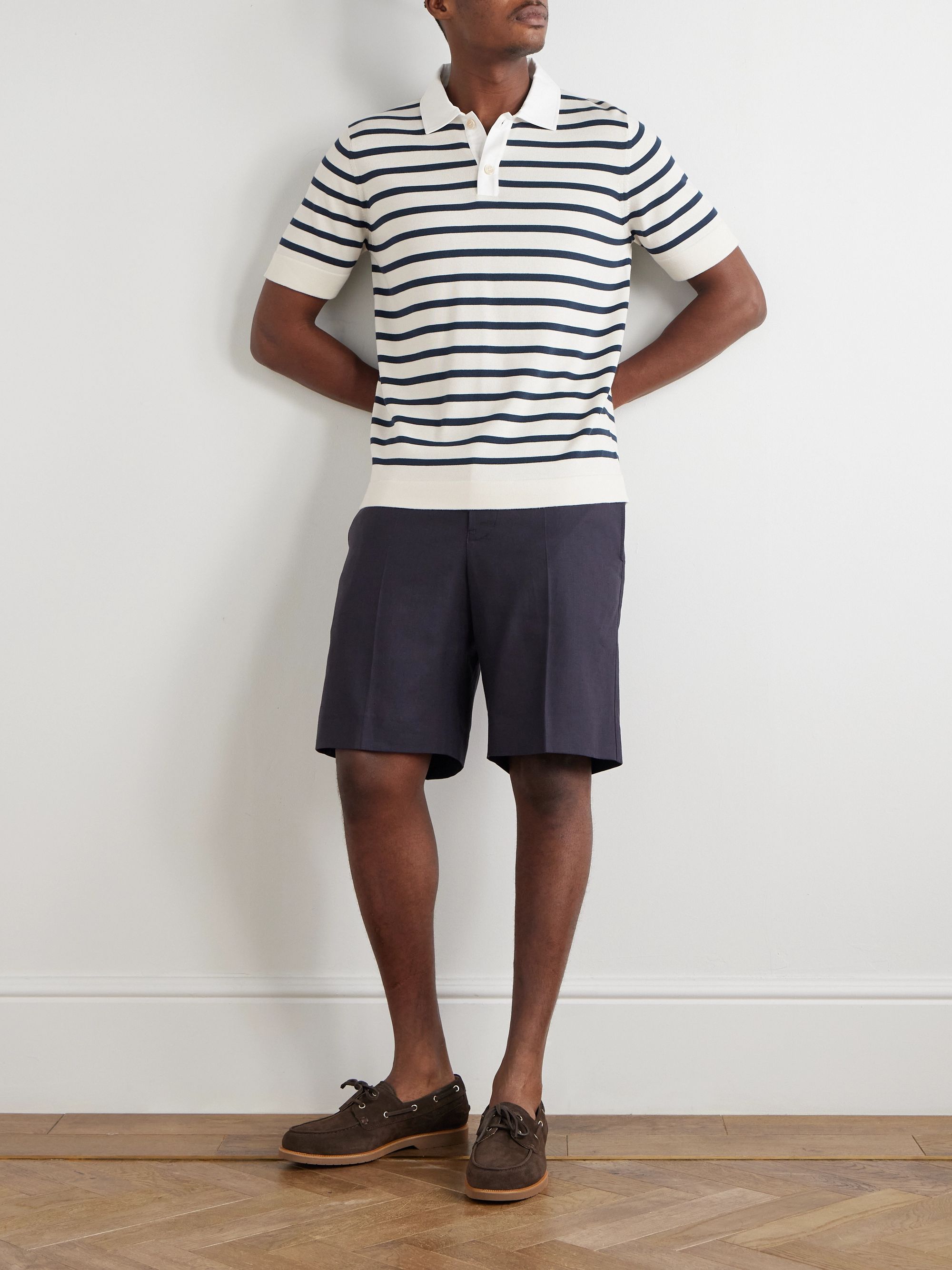 BRUNELLO CUCINELLI Striped cotton polo shirt