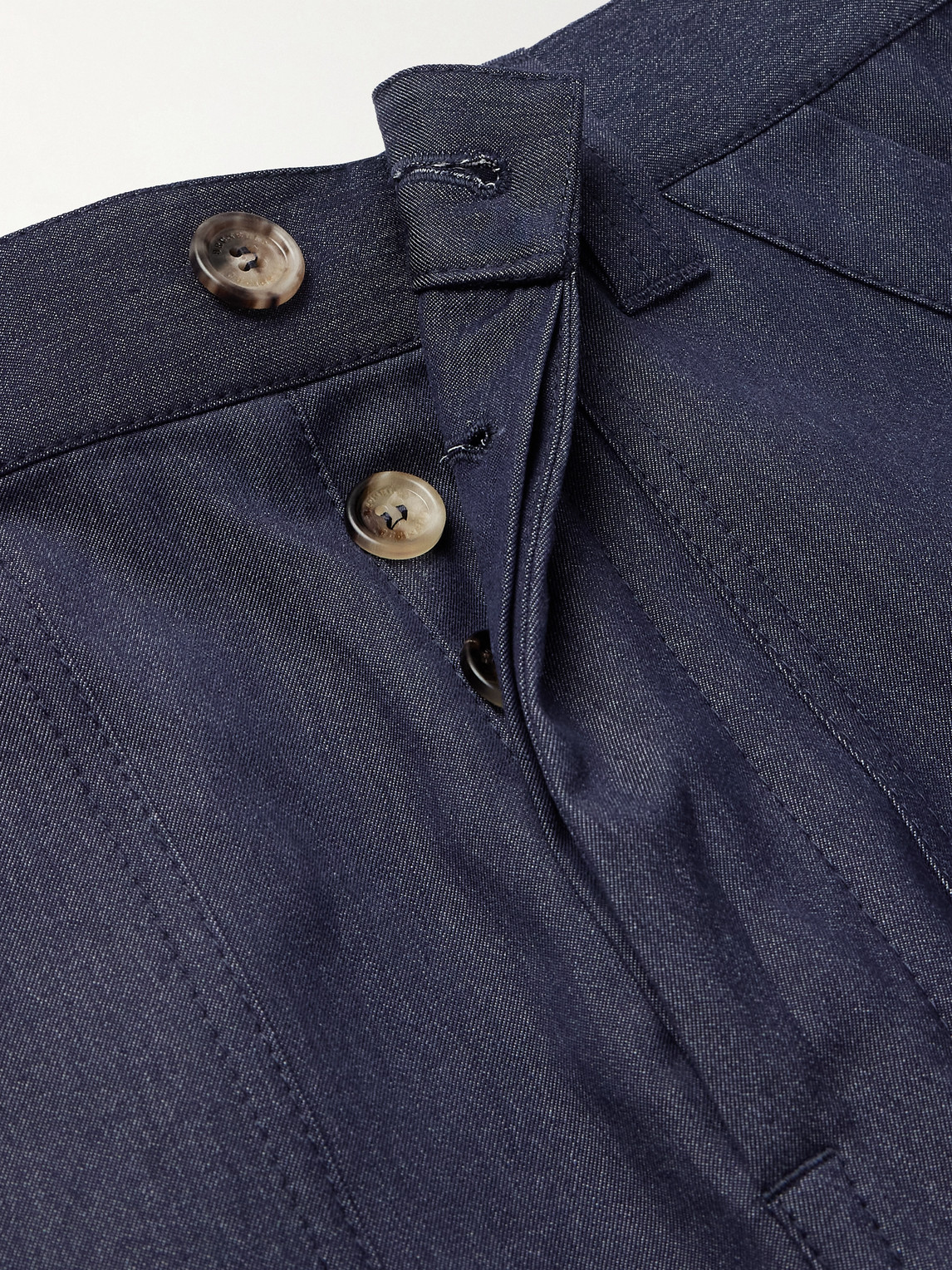 Brunello Cucinelli Tapered Pleated Linen Drawstring Trousers In Blue