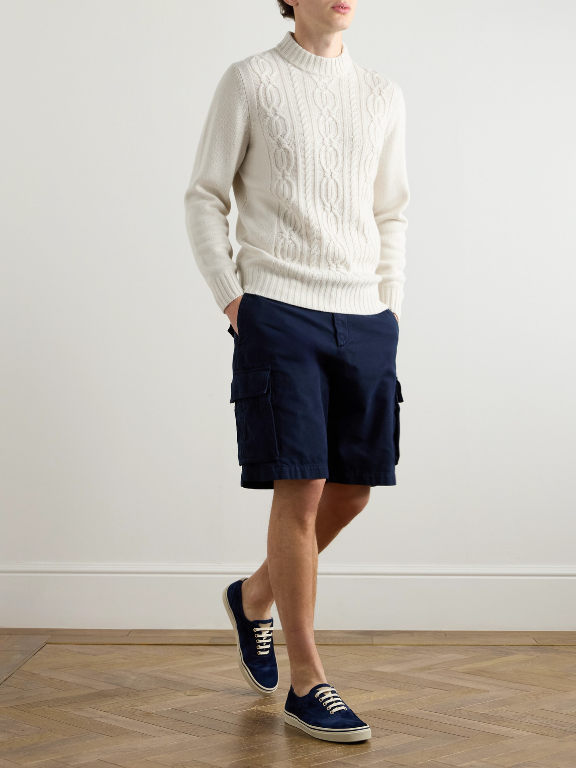 Cable-Knit Cashmere Mock-Neck Sweater — 2