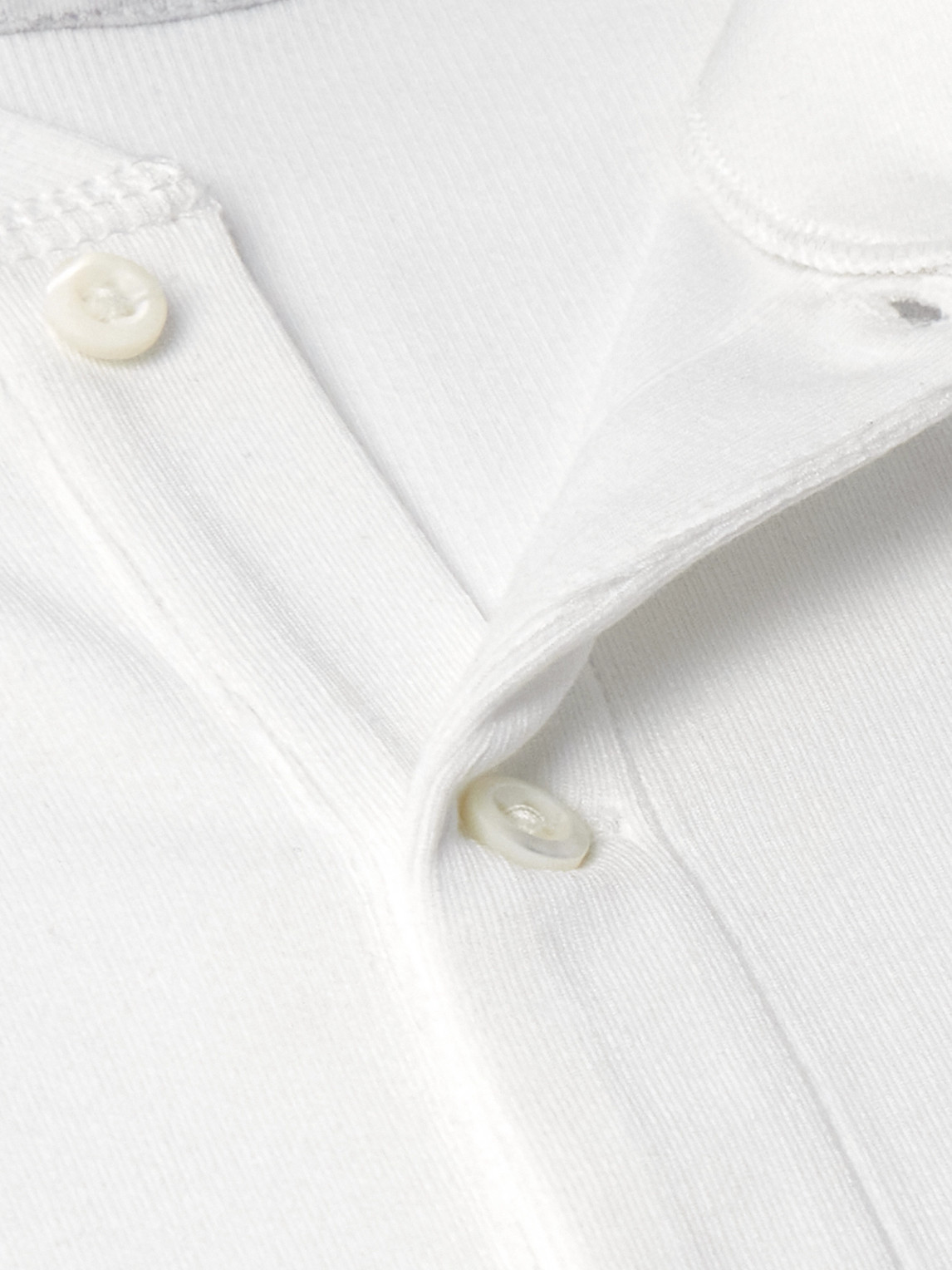 Brunello Cucinelli Linen-cotton Ribbed Henley T-shirt In White