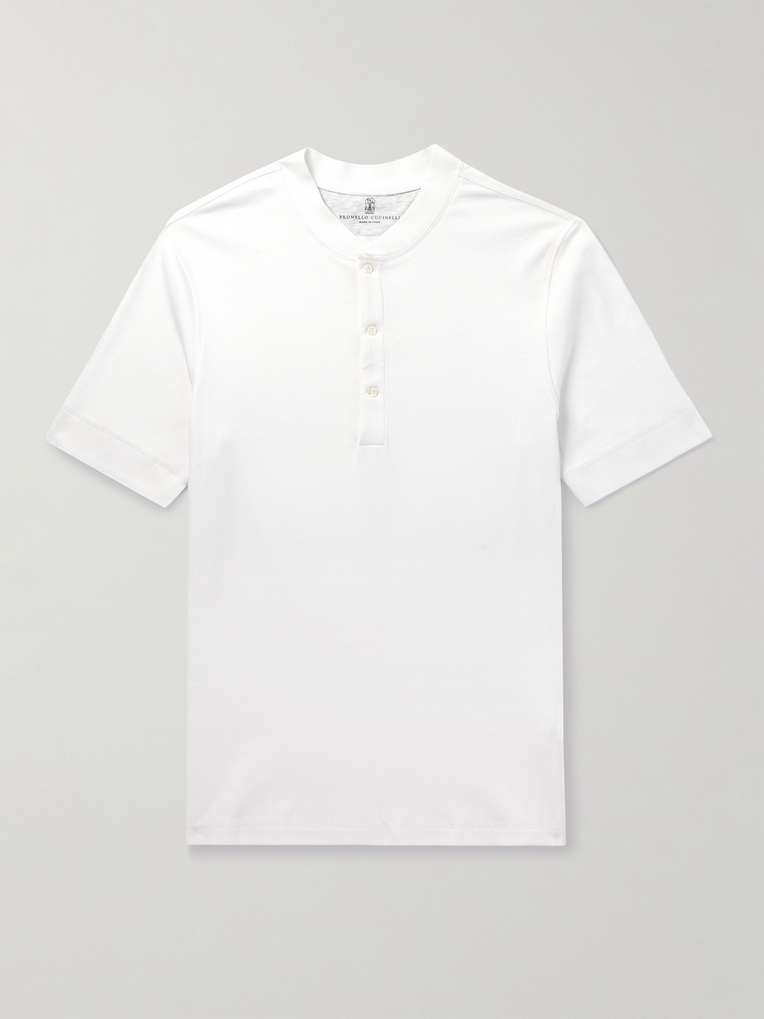 Brunello Cucinelli — Ribbed Cotton-Jersey Henley T-Shirt