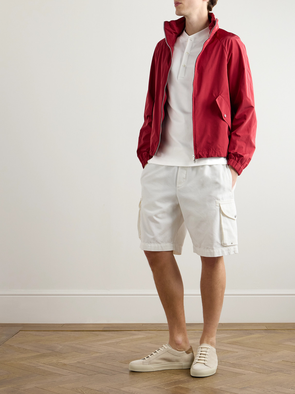 Brunello Cucinelli Linen-cotton Ribbed Henley T-shirt In White