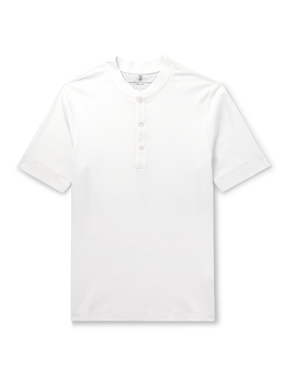 Brunello Cucinelli Linen-cotton Ribbed Henley T-shirt In White