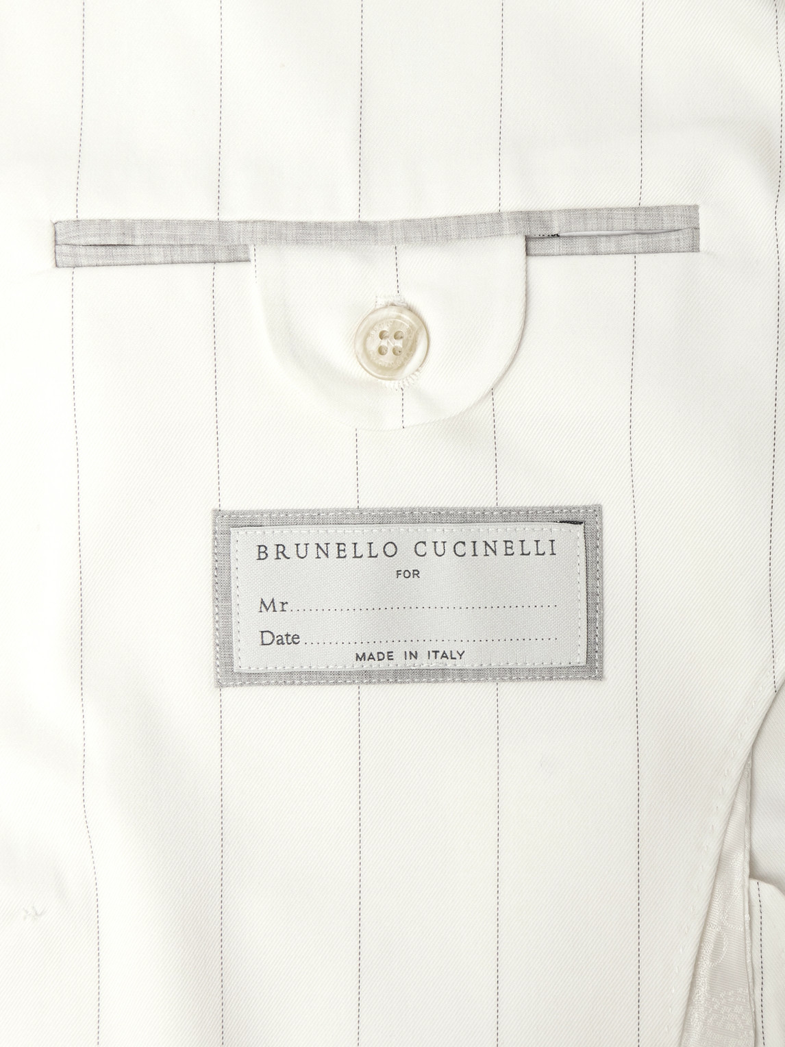 BRUNELLO CUCINELLI DOUBLE-BREASTED PINSTRIPED WOOL AND COTTON-BLEND TWILL BLAZER