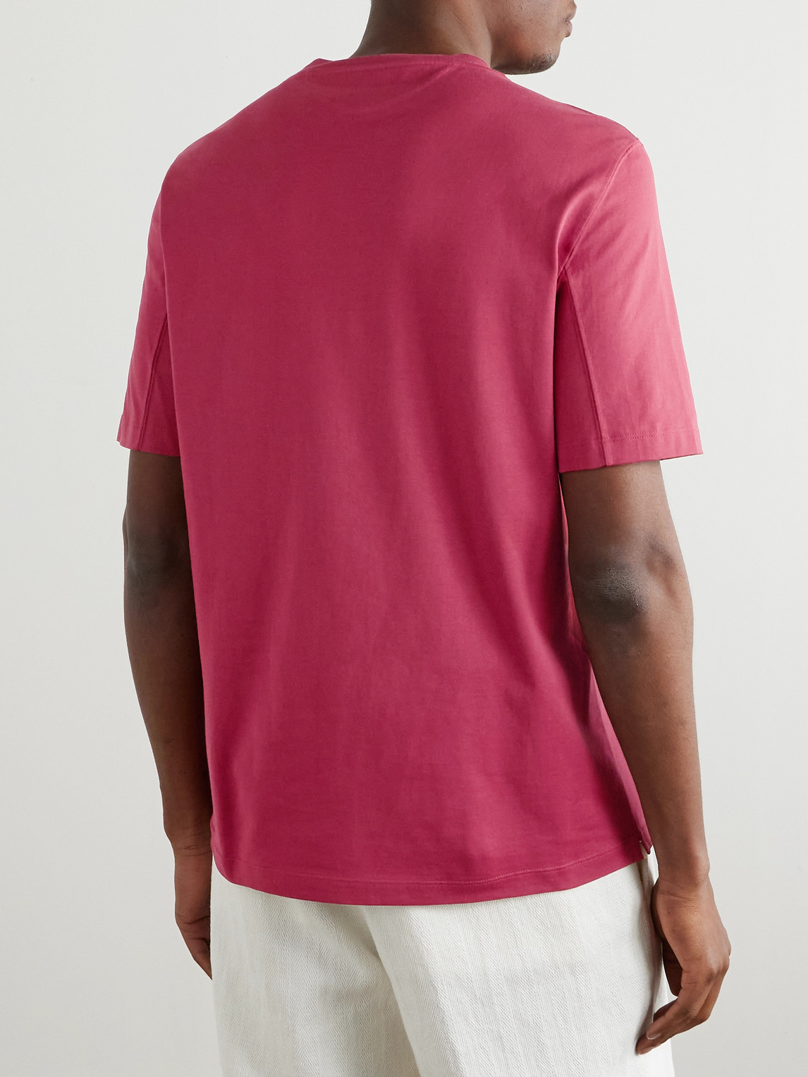 Brunello Cucinelli Slim-fit Logo-print Cotton-jersey T-shirt In Red